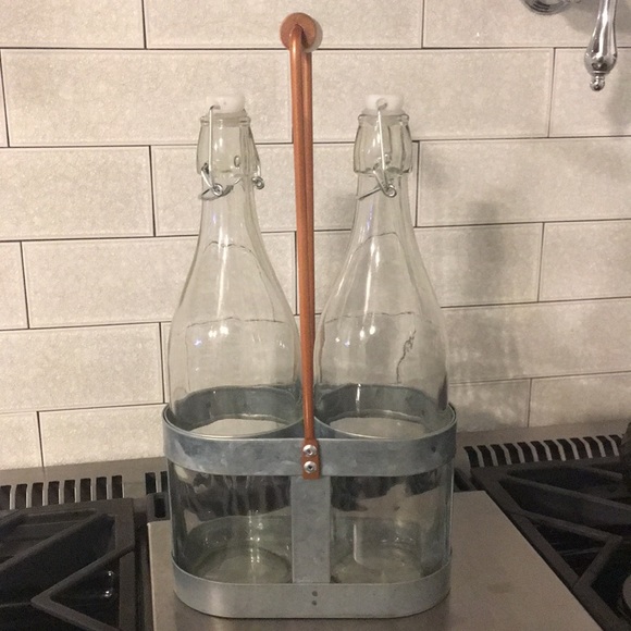 🆕Bottle Caddy 3 piece set Handcrafted galvanized metal - Picture 3 of 6